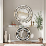 Avante Luxury Console Table & Wall Mirror Set – Glam Circular Design with Crystal Accents