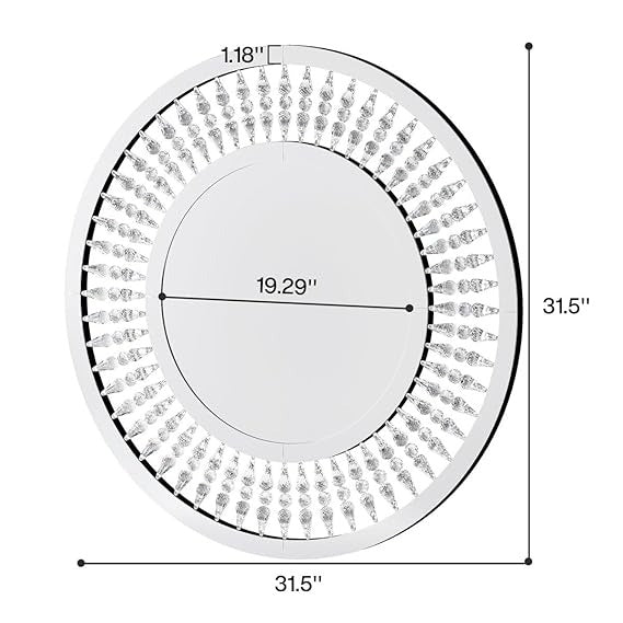 Avante Luxury Console Table & Wall Mirror Set – Glam Circular Design with Crystal Accents