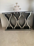 Coffee Glam Console Table Unique Modern Wood Mirror Finish with Vibrant Design Console Table (Dark Brown, (48 L x 15 D x 32 H Inch)