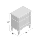 BUNGALOW MERCER Mirrored Nightstand – 2-Drawer Silver Bedside Table with Crystal Knobs for Bedroom & Living Room