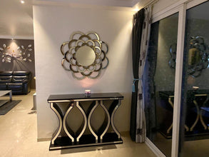 Coffee Glam Console Table Unique Modern Wood Mirror Finish with Vibrant Design Console Table (Dark Brown, (48 L x 15 D x 32 H Inch)