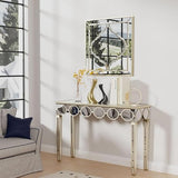 Carlton Elegant Silver Mirrored Console Table for Hallway, Living Room & Entryway with Contemporary Design Accents