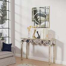 BUNGALOW MERCER – Elegant Silver Mirrored Console Table for Hallway, Living Room & Entryway with Contemporary Design Accents