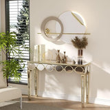 Carlton Elegant Silver Mirrored Console Table for Hallway, Living Room & Entryway with Contemporary Design Accents
