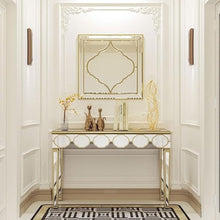BUNGALOW MERCER – Elegant Silver Mirrored Console Table for Hallway, Living Room & Entryway with Contemporary Design Accents