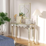 Carlton Elegant Silver Mirrored Console Table for Hallway, Living Room & Entryway with Contemporary Design Accents