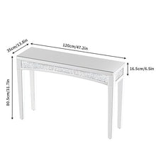 Bungalow Mercer – Mirrored Console Table with Crushed Diamond Detailing – Modern Glam Accent for Hallway & Entryway