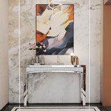 Elmhurst Mirrored Console Table with Crushed Diamond Detailing – Modern Glam Accent for Hallway & Entryway