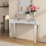 Elmhurst Mirrored Console Table with Crushed Diamond Detailing – Modern Glam Accent for Hallway & Entryway
