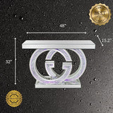 Gatsby Mirrored Console Table with Double G Geometric Design – Modern Luxury Entryway Accent