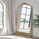 Luxe Arched Cane-Base Mirror with Decorative Crown – Full-Length