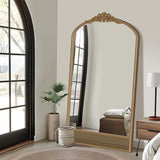 Bungalow Mercer – Luxe Arched Cane-Base Mirror with Decorative Crown – Full-Length Accent for Bedroom & Entryway