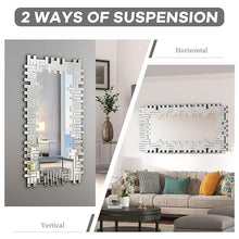 Bungalow Mercer – Modern Wall Mirror with Designer Geometric Silver Frame – Luxury Accent for Living Room & Entryway