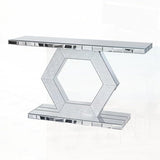 Belmont Console Hexagon Glam Console Table | Luxury Mirrored Finish with Crystal Inlay for Entryway, Living Room & Hallway