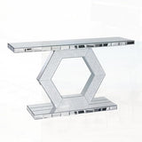 Belmont Console Hexagon Glam Console Table | Luxury Mirrored Finish with Crystal Inlay for Entryway, Living Room & Hallway
