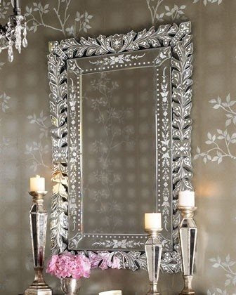 24"x48" Rectangular Living Room Wall Mirror with Free Wooden Bangle Stand – Home Décor Accent