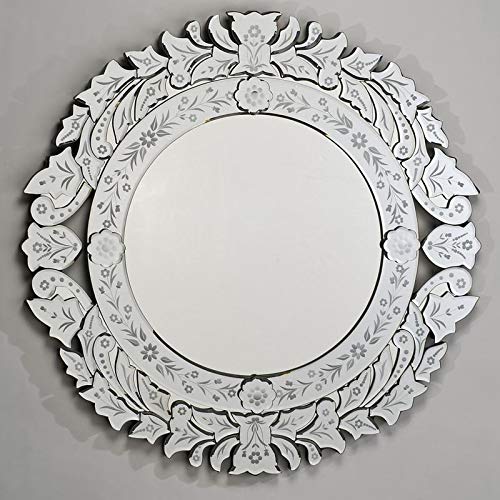 Compact Decorative Wall Mirror in Silver Finish for Entryway, Makeup Area &amp; Bathroom