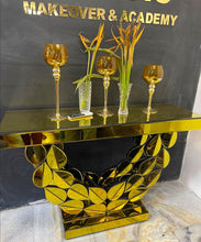 Silver Leaf Designed Mirrored Glass Console Table for Living Room Home Décor, Entryway Console Table, Mirror Glass Table for Bedroom (48 W x 15 D x 30 H Inch)