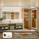 Bungalow Mercer – Luxury Rectangular LED Wall Mirror with Touch Sensor & Soft Glow Lighting – Modern Bathroom & Vanity Accent