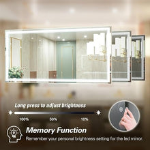 Bungalow Mercer – Luxury Rectangular LED Wall Mirror with Touch Sensor & Soft Glow Lighting – Modern Bathroom & Vanity Accent