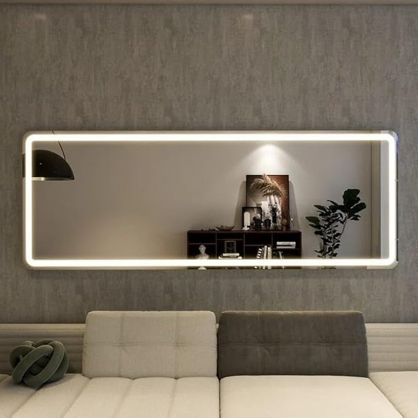 BUNGALOW MERCER – Full-Length LED Mirror with 3-Color Dimmable Lights & Memory Function | Wall-Mounted or Floor Vanity Mirror for Bedroom & Dressing Room