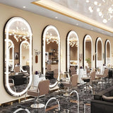 Bungalow Mercer – Full-Length Oval LED Mirror with 3 Light Temperatures, Dimmable Touch Sensor & Minimalist Black Aluminum Frame – Standing & Wall Mounted Design