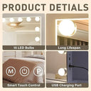 Luxvanity Hollywood Mirror- Vanity Rectangular Tabletop Mount Mirror With Lights