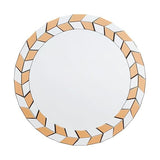 Bungalow Mercer – Modern Round Wall Mirror with Geometric Beveled Silver & Copper Frame – Luxury Decorative Accent for Living Room