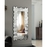 Bungalow Mercer – Luxury Modern Rectangular Wall Mirror with Layered Silver Beveled Frame
