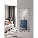 Bungalow Mercer – Luxury Modern Rectangular Wall Mirror with Layered Silver Beveled Frame