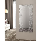 Bungalow Mercer – Luxury Modern Rectangular Wall Mirror with Layered Silver Beveled Frame