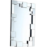 Bungalow Mercer – Luxe Geometric Beveled Silver Wall Mirror – Modern Rectangular Accent for Living Room, Bedroom & Entryway Décor