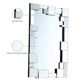 Bungalow Mercer – Luxe Geometric Beveled Silver Wall Mirror – Modern Rectangular Accent for Living Room, Bedroom & Entryway Décor