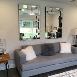 Bungalow Mercer – Luxe Geometric Beveled Silver Wall Mirror – Modern Rectangular Accent for Living Room, Bedroom & Entryway Décor