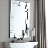 Bungalow Mercer – Luxe Geometric Beveled Silver Wall Mirror – Modern Rectangular Accent for Living Room, Bedroom & Entryway Décor