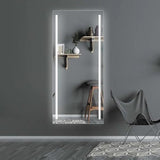 BUNGALOW MERCER – Full-Length LED Mirror with Vertical Light Strips | Wall-Mounted or Standing Vanity Mirror for Bedroom & Dressing Room