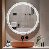 BUNGALOW MERCER – Round LED Bathroom Mirror with Backlit Design, Dimmable Touch Sensor & Anti-Fog Feature