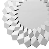 Bungalow Mercer – Prism Glow Round Wall Mirror with Geometric Beveled Glass Frame – Luxury Decorative Accent for Living Room & Entryway