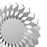 Bungalow Mercer – Prism Glow Round Wall Mirror with Geometric Beveled Glass Frame – Luxury Decorative Accent for Living Room & Entryway