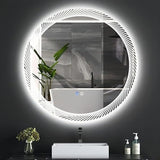 BUNGALOW MERCER – Round LED Bathroom Mirror with Backlit Design, Dimmable Touch Sensor & Anti-Fog Feature