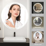 BUNGALOW MERCER – Round LED Bathroom Mirror with Backlit Design, Dimmable Touch Sensor & Anti-Fog Feature
