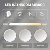 BUNGALOW MERCER – Round LED Bathroom Mirror with Backlit Design, Dimmable Touch Sensor & Anti-Fog Feature
