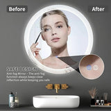 BUNGALOW MERCER – Round LED Bathroom Mirror with Backlit Design, Dimmable Touch Sensor & Anti-Fog Feature