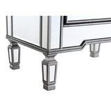 BUNGALOW MERCER Mirrored Nightstand – 2-Drawer Silver Bedside Table with Crystal Knobs for Bedroom & Living Room