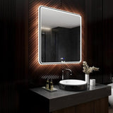 BUNGALOW MERCER – Square Aluminum Frame LED Mirror | 3-Color Dimmable Light, Defogger & Modern Bathroom Design