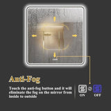 BUNGALOW MERCER – Square Aluminum Frame LED Mirror | 3-Color Dimmable Light, Defogger & Modern Bathroom Design