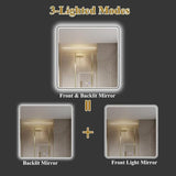 BUNGALOW MERCER – Square Aluminum Frame LED Mirror | 3-Color Dimmable Light, Defogger & Modern Bathroom Design