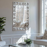 Bungalow Mercer – Large Rectangular Wall Mirror with Geometric Beveled Frame – Elegant Decorative Accent for Living Room, Bedroom & Entryway