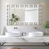 Bungalow Mercer – Large Rectangular Wall Mirror with Geometric Beveled Frame – Elegant Decorative Accent for Living Room, Bedroom & Entryway