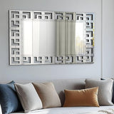 Bungalow Mercer – Large Rectangular Wall Mirror with Geometric Beveled Frame – Elegant Decorative Accent for Living Room, Bedroom & Entryway